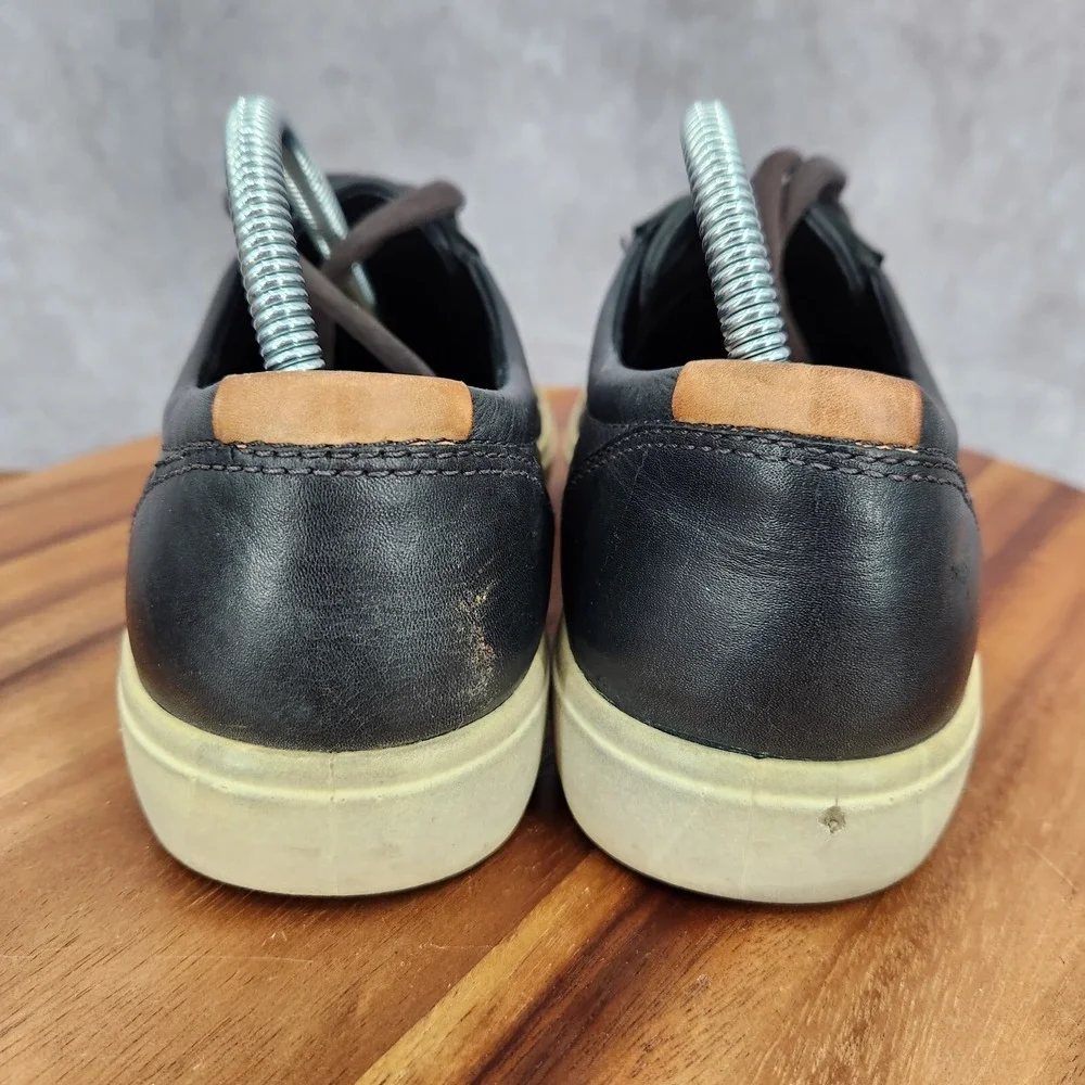 Ecco Soft 7 Sneakers Mens 7 / 7.5 Eu 41 Black Leather‎ Low Top Comfort Shoes